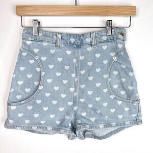 Diesel Heart Print Denim High Waisted Shorts 25